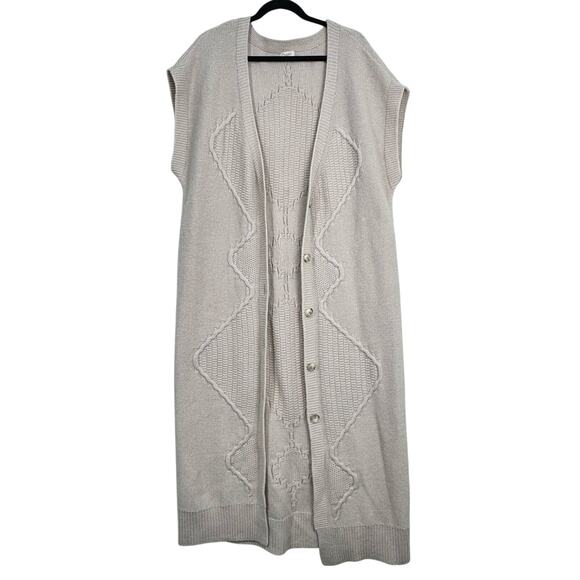 Pilcro Anthropologie Cashmere Knitted Maxi Duster Sleeveless Cardigan Sweater M - Picture 1 of 8